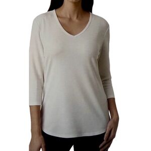 Segments Tencel Top Shirt Ivory‎ White Ribbed V Neck Sz XXL NWT